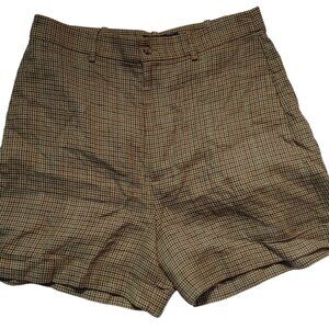 Pre-Owned Polo Ralph Lauren Linen Silk Blend Brown Check Shorts size 8